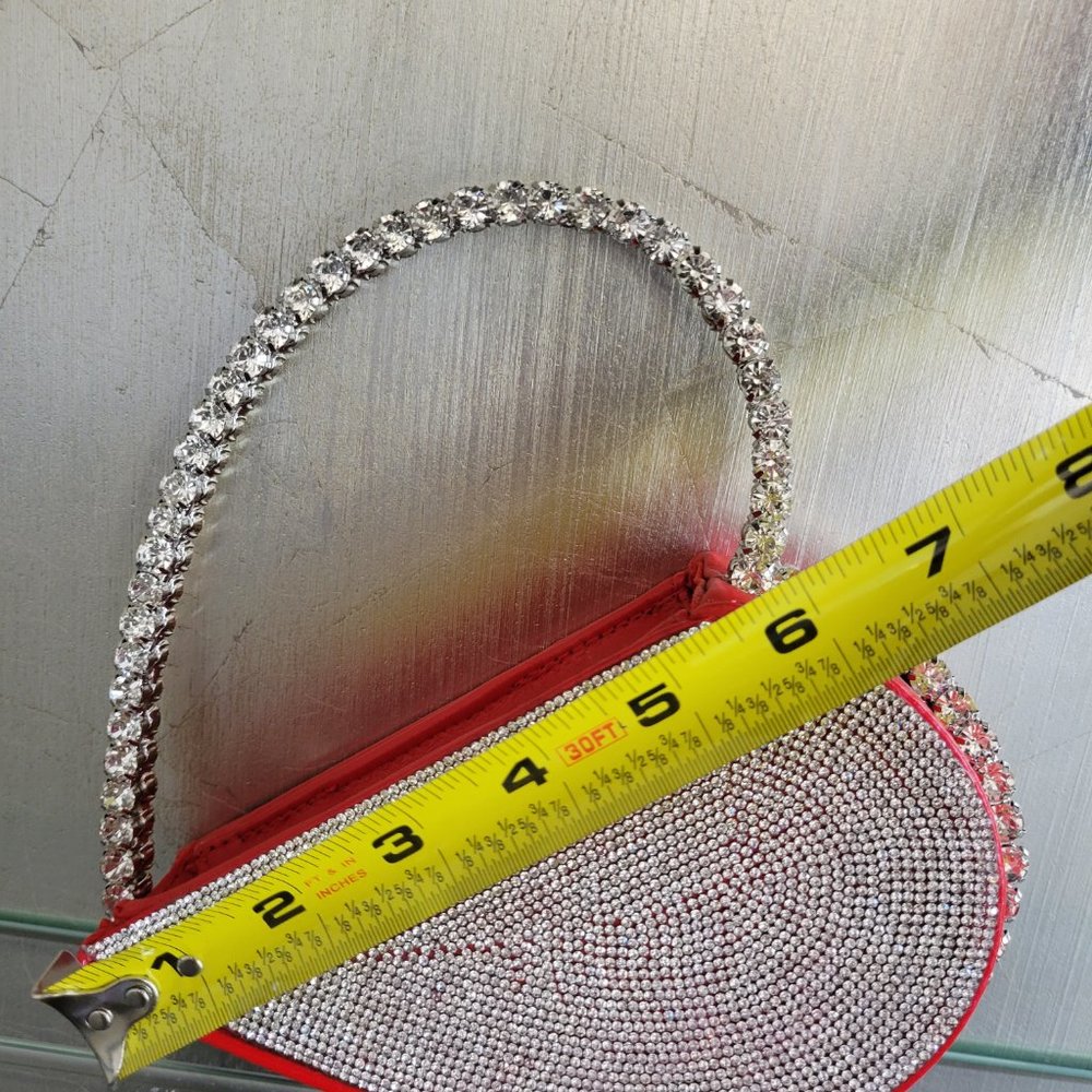 Small Red Heart Purse with Silver Rhinestones - Picture 4 of 7